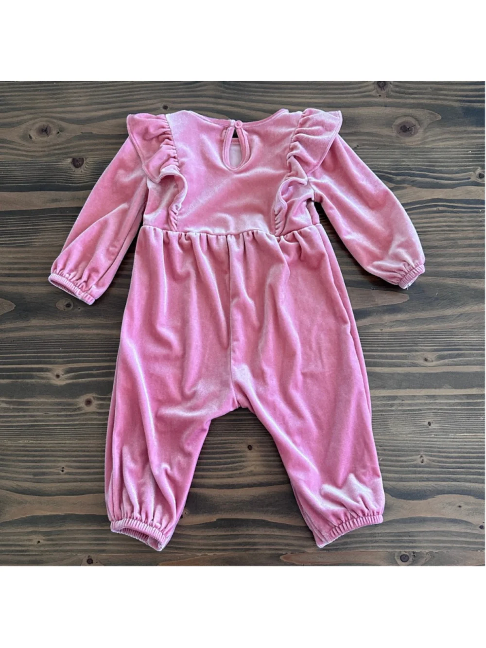 Baby Old Navy Pink Velvet Ruffle Jumpsuit 6-12M Holiday Outfit